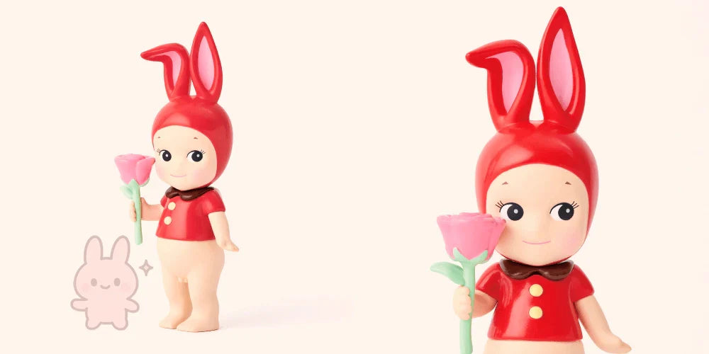 Authentic Sonny Angel red rabbit figure with clean eye and costume details