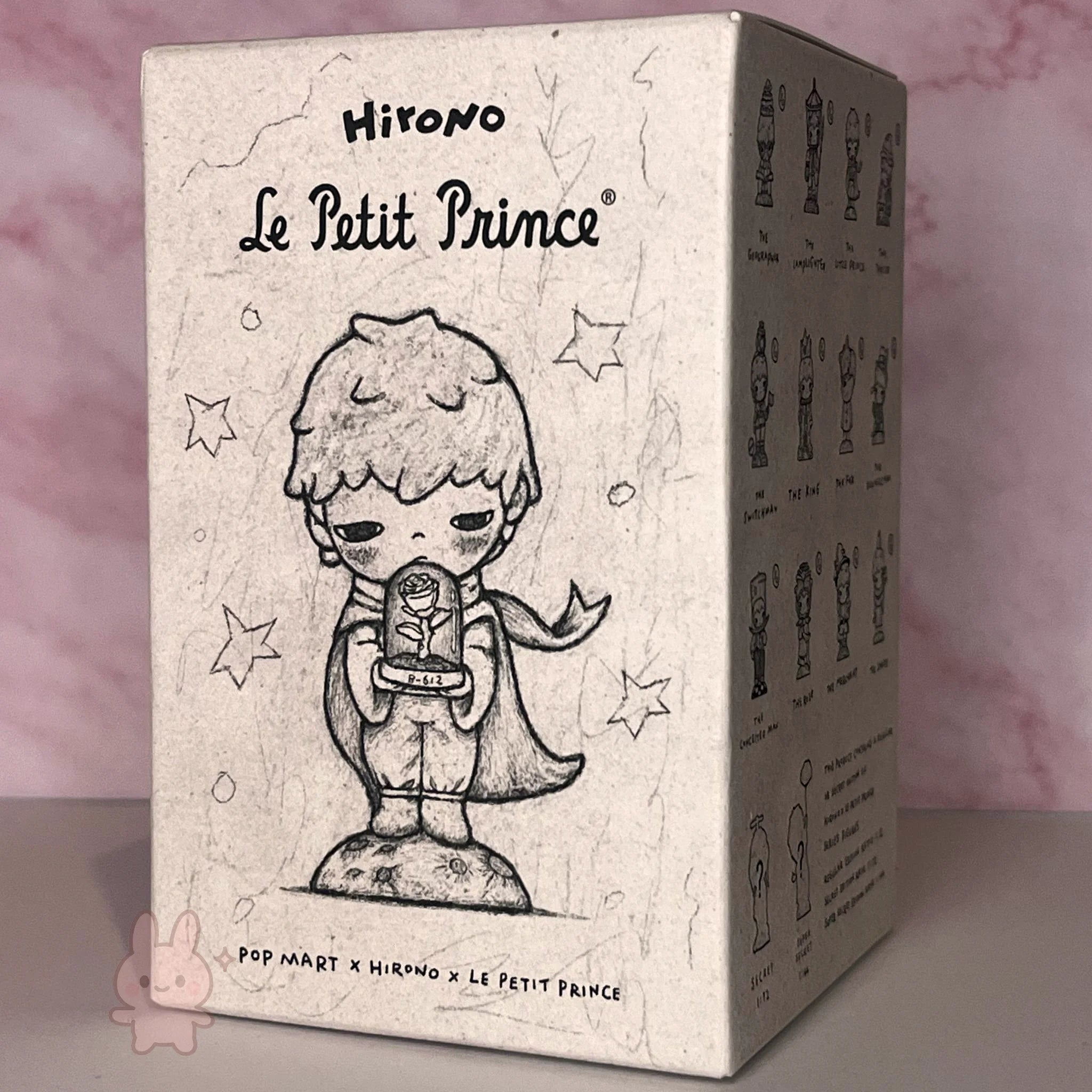 Hirono-Le-Petit-Prince Box featuring a stylized illustration of 'Le Petit Prince' with text and branding.