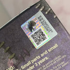 Hirono-monsters-carnival Scratch-off verification label with QR code on a product packaging