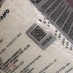 Pop Mart Hirono Little Mischief Metallic card with QR code on a textured surface with text
