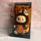 Pop Mart Labubu Halloween Halloween-themed plush toy in packaging with 'Pop Mart' branding.