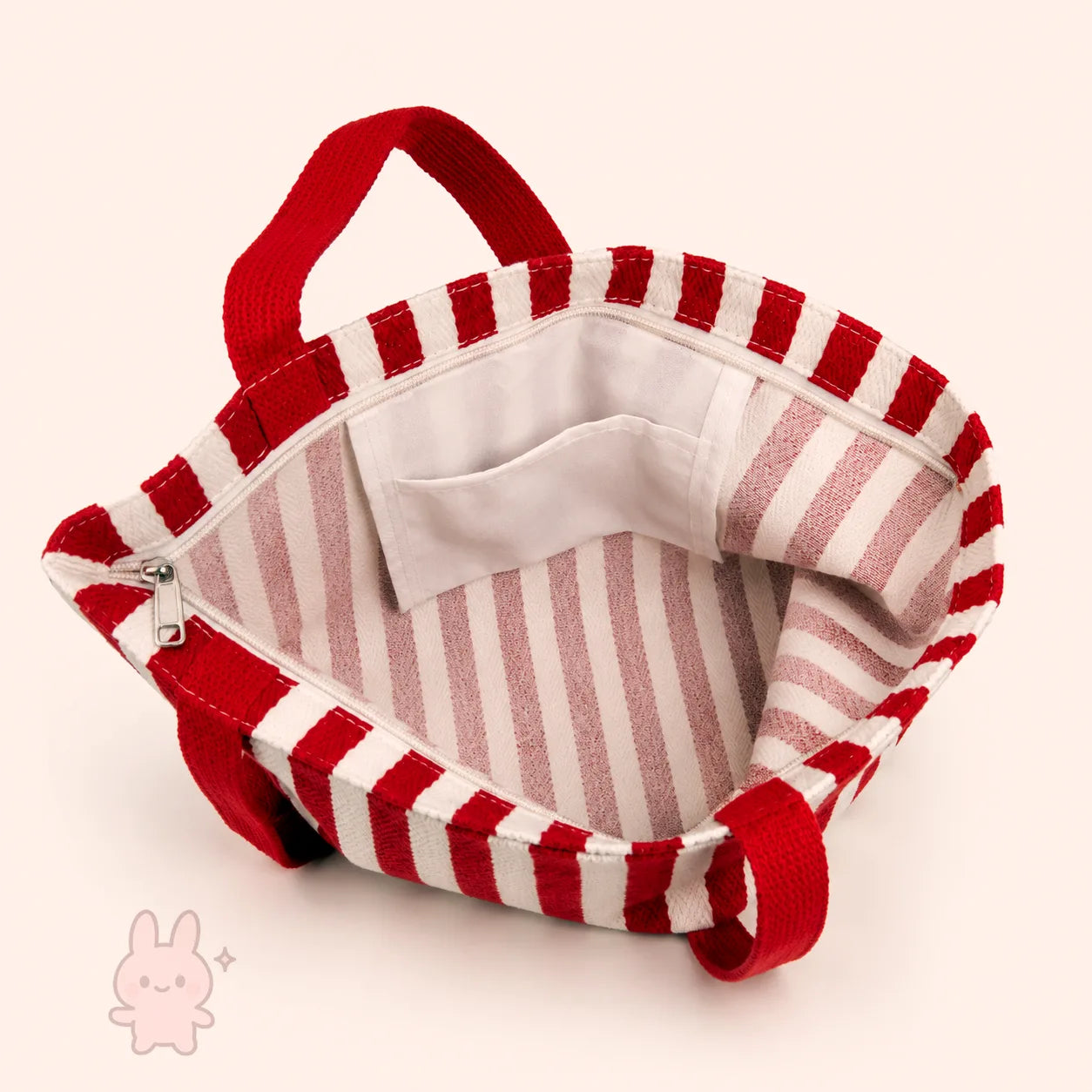 Red & White Striped Canvas Tote Bag