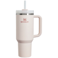 Stanley mug with handle and straw on a white background