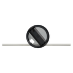 Round black mirror with a silver bar on a white background