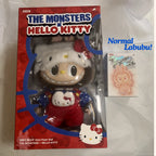 The monsters hello kitty large plush Hello Kitty toy figure in packaging with 'The Monsters x Hello Kitty' branding on a white background.