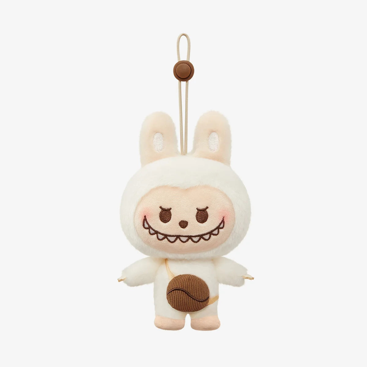 White Labubu coffee bean plush pendant
