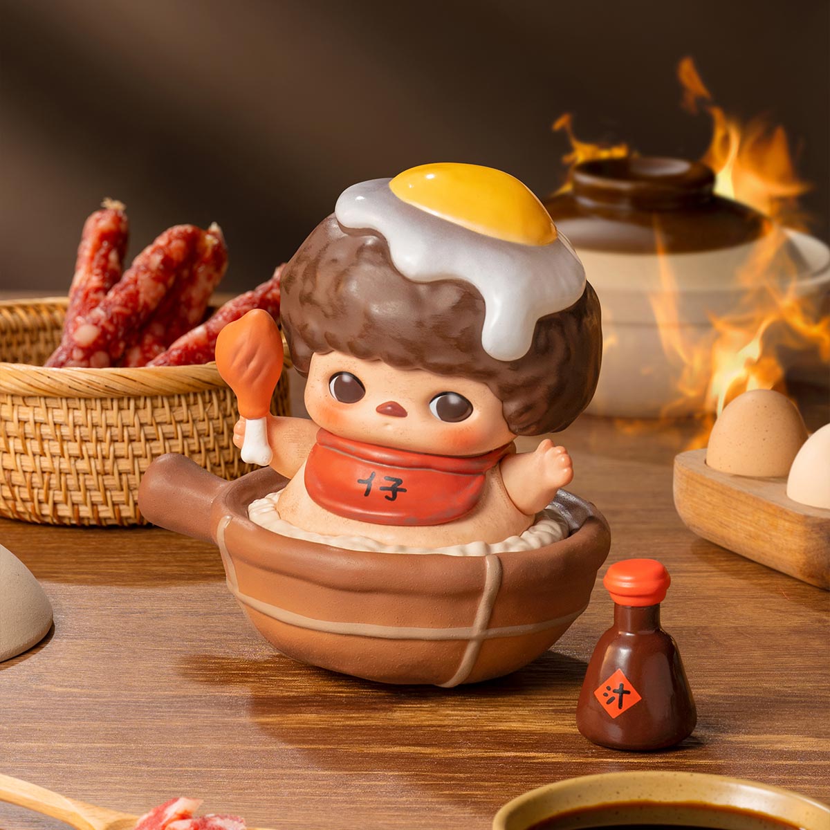 PUCKY egg-topped clay-pot figure