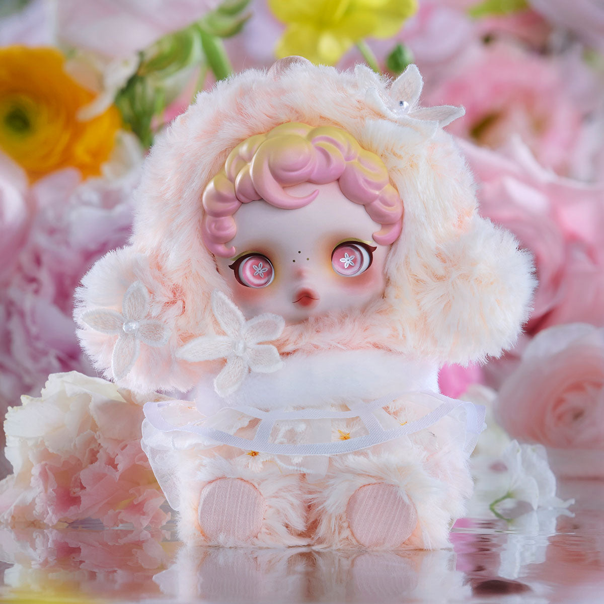 Pink SKULLPANDA L’impressionnisme plush in flowers