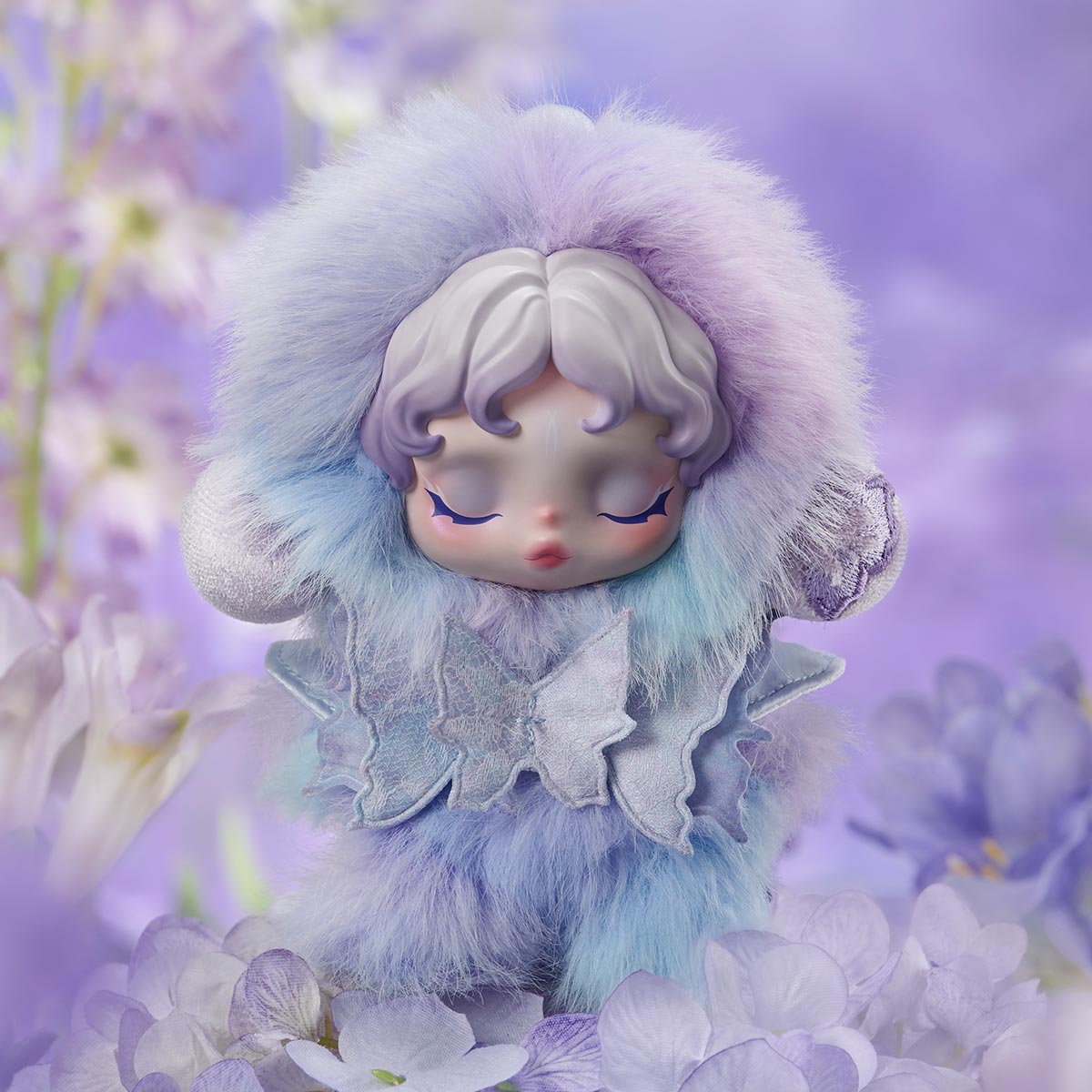 Purple SKULLPANDA L’impressionnisme plush in flowers