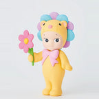 Sonny Angel Flower Gift Daisy Lion Orange figure with pink bow holding a pink daisy