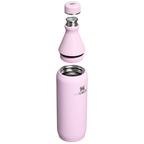 Stanley All Day Slim Bottle 0.59L in Cherry Blossom Gloss, two-piece opening detail