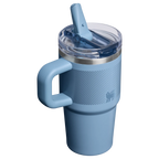Stanley Quencher ProTour Flip Straw Tumbler 0.59L in Indigo Fade, rear view with straw open