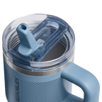 Indigo Fade Flip Straw lid detail on the Stanley Quencher ProTour 0.59L tumbler