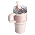 Stanley Quencher ProTour Flip Straw Tumbler 0.59L in Rose Quartz Fade, rear view with straw open