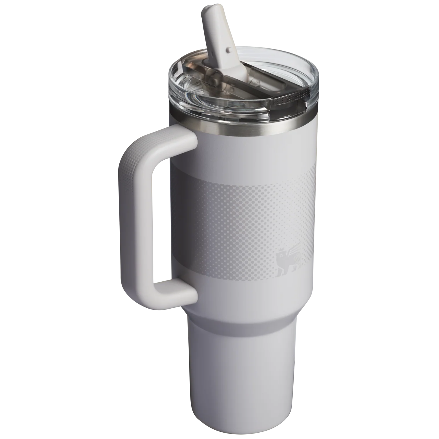 Stanley Quencher ProTour Flip Straw Tumbler 1.18L in Ash Fade, rear view with straw open