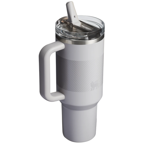 Stanley Quencher ProTour Flip Straw Tumbler 1.18L in Ash Fade, rear view with straw open