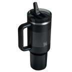 Stanley Quencher ProTour Flip Straw Tumbler 1.18L in Black Fade, rear view with straw open