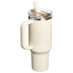 Stanley Quencher ProTour Flip Straw Tumbler 1.18L in Cream Fade, rear view with straw open