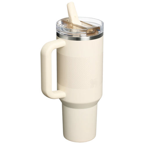 Stanley Quencher ProTour Flip Straw Tumbler 1.18L in Cream Fade, rear view with straw open