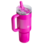 Stanley Quencher ProTour Flip Straw Tumbler 1.18L in Violet Blossom Fade, rear view with straw open