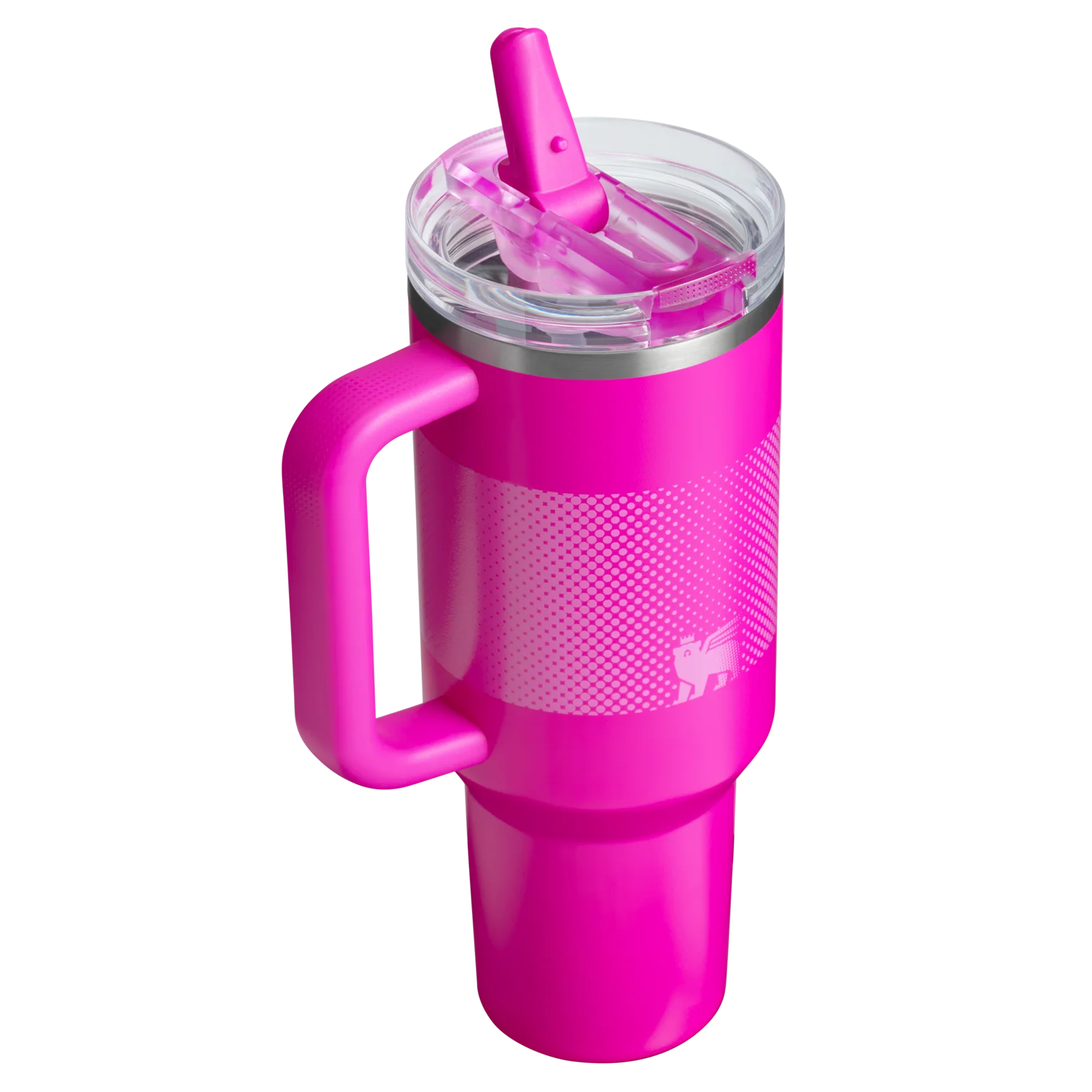 Stanley Quencher ProTour Flip Straw Tumbler 1.18L in Violet Blossom Fade, rear view with straw open